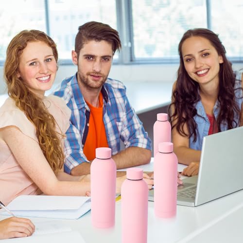 Bokon 10 Pcs Stainless Steel Water Bottle Bulk Teacher Employee Appreciation Gifts School Double Layer Vacuum 17 oz Small Mouth Sport Insulated Metal Reusable Flask Leakproof Lid - color: Baby Pink