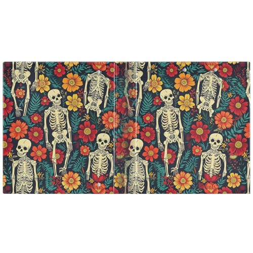 ALAZA 3 Ring Binder Retro Human Skeleton Clipboard Round Ring Binder Holds 1.5 Inch Three Binders Heavy Duty Binders for Office Supplies, 1Pack - size: 1