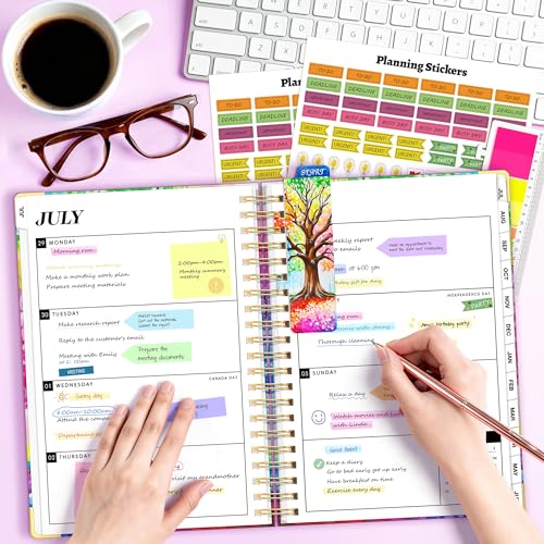 Academic Planner 2026-2027, 18 Months Weekly & Monthly Calendar Planner | July 2026 - Dec 2027, 9" x 11.6" A4 Size, Hardcover Daily Agenda with Tabs, Inner Pocket, Bookmark, Stickers, Sticky Note Set - color: Colorful Tree of Life, size: A4