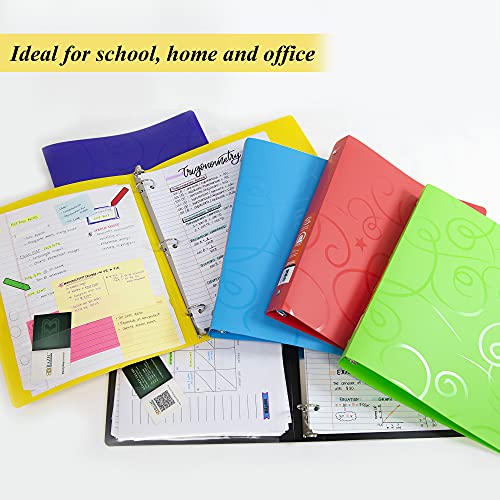BAZIC Products 1" Swirl Poly 3-Ring Binder, 1 Pocket, 48-Case | round rings, 1 in swirl poly 3-ring binder, 1 inside pocket, holds up to 175 sheets, Durable poly - color: Swirl, size: 48-Pack