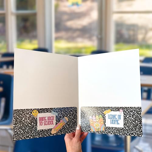 Daily School Take Home Folder with Pockets Leave at Home Bring it Back Labels to Class 25pk 12x9” Classroom Teacher Bulk Supply Elementary School