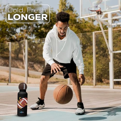 Game Time Football Water Bottle - Insulated Water bottle with Football Design for Enthusiasts β Stainless Steel Water Bottle with Leak Proof Design - 16oz - color: Football Bottle