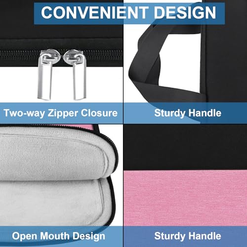Laptop Case 15.6 inch, Travel Laptop Sleeve Bag Handbag Shockproof Protective Computer Cover Carrying Bag Briefcase for 15" 15.6" HP Asus Acer Dell Lenovo Laptop Notebook Ultrabook, (Black/Pink) - color: Pink, size: 15.6 inch