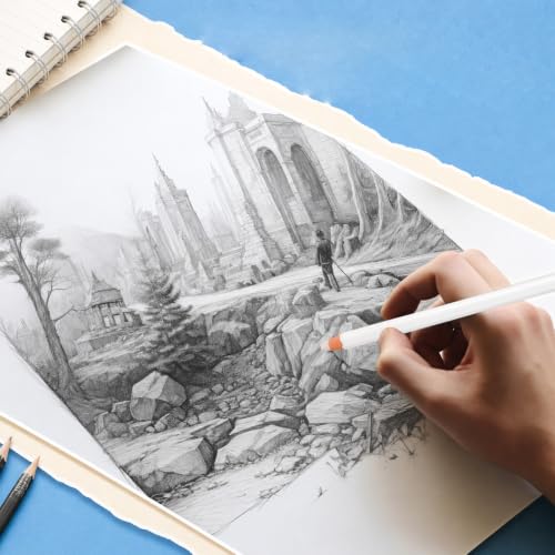Maitys 20 Pcs Eraser Pencils for Artists Pencils and 2 Pcs Sharpener Wooden Sketch Professional Highlight Painting Eraser Pen for Sketching Charcoal Drawings, Revise Erasing Details for Beginners - style: Eraser Top