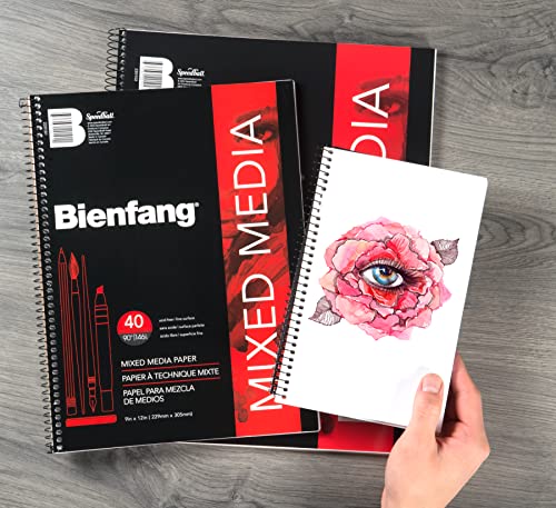 Bienfang Mixed Media Pad, 11x14 Inches, 40-Sheets Artist Paper, Spiral-Bound Sketchbook, 90lb,146gsm - size: 11" x 14"