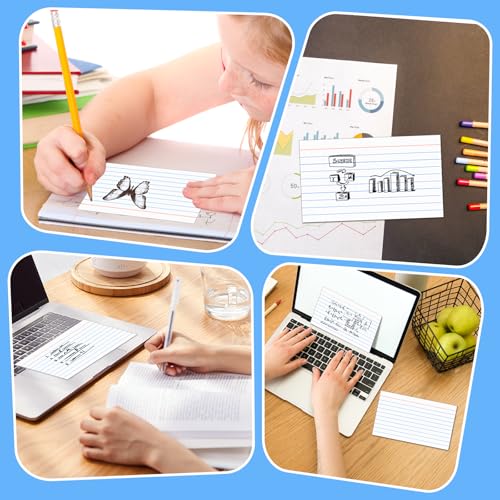 BIGNC Index Cards 3x5, 320 Pack Ruled Flash Cards, Note Cards 3x5 Lined, Flash Cards for Studying Note Taking and To Do List Double Side Lined, White