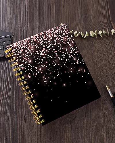 iampanda Spiral Journal Notebook,Strong TwinWire Binding with Premium Paper for Girl Women,Cute 60 Sheets A5 College Ruled NotebookJournal,Perfect for School Office Home Gifts,Rose Gold Falling - color: Rose Gold Falling Glitter