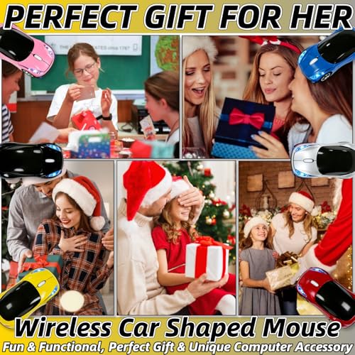 Yellow Wireless Mouse,Mini Car Computer Mouse,1600DPI 2.4G with USB Receiver, Ergonomic Cute Computer Mice for Laptop, PC, Windows, Mac OS (Yellow) - color: Yellow