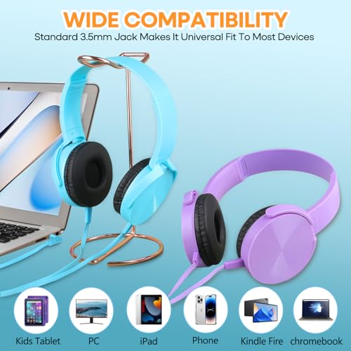 Kids Headphones Bulk 5 Pack for School Classroom K-12, Wholesale Class Set Durable Earphones for Students Children Toddler Teens Boys Girls and Adult (HY450, 5 Mixed) - size: 5 Pack