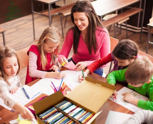 Madisi Crayons Bulk Pack, Regular Size, 4 Colors, 250 Packs, 1000 Count | Crayons Bulk Individual Packs for Kids, Box of Crayons Classroom Set