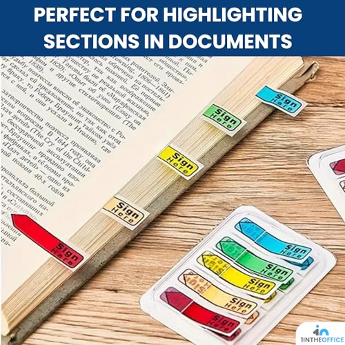 1InTheOffice Sign Here Flags, Assorted Colors, 0.56", 240 Pack