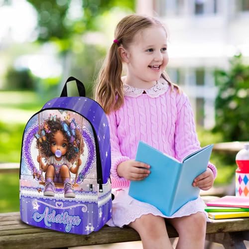 Custom Girl Backpacks Cute Black Girl Backpack with Kid's Name Personalized Insulated Lunch Bags Customize School Backpack for Girls Shoulder Bags for Students Back to School - color: Color 28