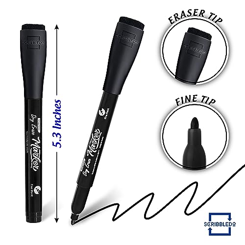Scribbledo 36-Pack Black Fine Tip Dry Erase Markers with Eraser Cap | Low-Odor Whiteboard Markers for Office, Workplace & Professional Use - style: 36 Pack
