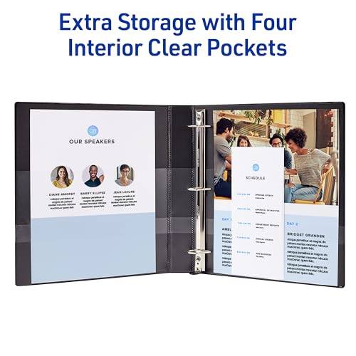 Avery Heavy-Duty View 3 Ring Binder, 0.5 Inch One Touch Slant Rings, 135-Sheet Capacity, DuraHinge, 0.7 Inch Wide Spine, Customizable Clear Cover and Spine, 1 White Binder (79380) - size: 0.5"