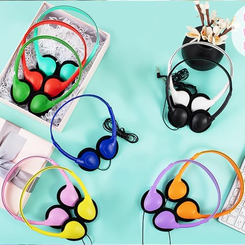 5 Pack Classroom Bulk Headphones for School Kids, Wholesale Class Set Wired Earphones for Students Children Toddler Teens Boys Girls and Adult (LS04, 5 Mixed)
