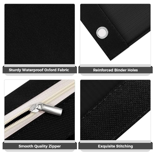 SKYDUE Pencil Pouch for Binder, Pencil Case, 3 Ring Binder Pencil Pouch with 3 Pockets and Mesh Window, Zipper Pencil Pouch, Durable Organizer for School Supplies, Cables, Earbuds, Makeup - color: Black