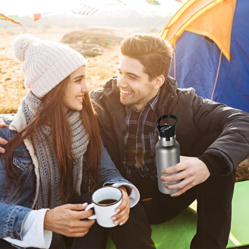 Volhoply 17oz Kids Insulated Water Bottle,Stainless Steel Water Bottles with Straw Lid,Double Wall Vacuum Metal Cups Water Bottle,Reusable Sports School Water Flask Keep Hot & Cold (Cold Grey,1 Set) - color: Cold Grey