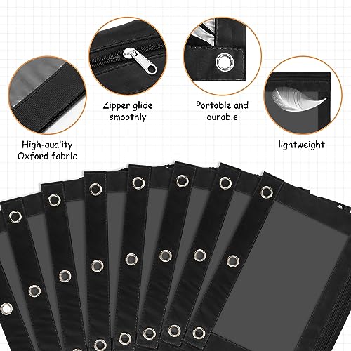 IKAYAS 20 Pack Black Pencil Pouch for 3 Ring Binder Colorful Pencil Pouch with Zipper Bulk, 3 Ring Binder Pencil Pouches Pencil Case Pencil Bags for Classroom Storing School Teacher Supplies