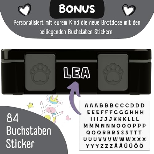 BEARFOOT Kids Lunch Box with Compartments β Compact & Lightweight | Leak-Proof, BPA-Free, Dishwasher Safe | Hand-Drawn Design for Preschool, School, Travel (Black, 2.75 Cups) - color: Black, size: 2.75 Cups