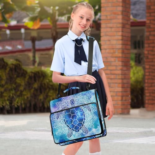 Sea Turtle Tie Dye Zipper Binder Bag 3 Ring with Handle Shoulder Strap, Binder File Organizer Bag Storage Case for School Work Office