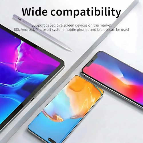 Stylus Pen, Active Stylus Pen Compatible for iOS and Android Touchscreens/Phones, Rechargeable with Dual Touch Screen, Stylus Pencil for A-pple/Android/Tablet, 16.5CM,Purple - color: Purple
