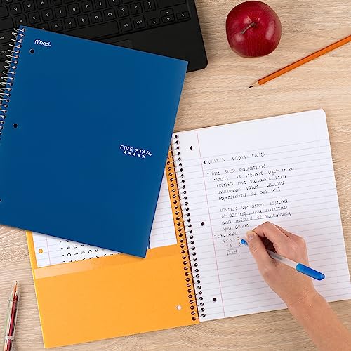 Five Star Spiral Notebook + Study App, 3 Pack, 3 Subject, College Ruled Paper, Fights Ink Bleed, Water Resistant Cover, 8-1/2" x 11", 150 Sheets, Green, Red, Blue (820193) - color: Forest Green, Fire Red, Pacific Blue, size: 3 Pack