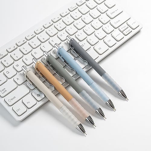 Linbsunne Ballpoint Pens Black Medium Point 1mm Pen with Super Soft Grip Ball Point Pen for Men Women Retractable Pens (silver-12 pcs) - color: silver-12 pcs