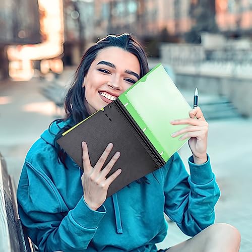 INFUN All-in-one Telescoping Binder Notebook ,Refillable 3 Ring Notebook Binder with 1 plastic movable pocket folder,5 plastic subject dividers and graph paper and college ruled paper - Green - color: Green, size: 1 PCS
