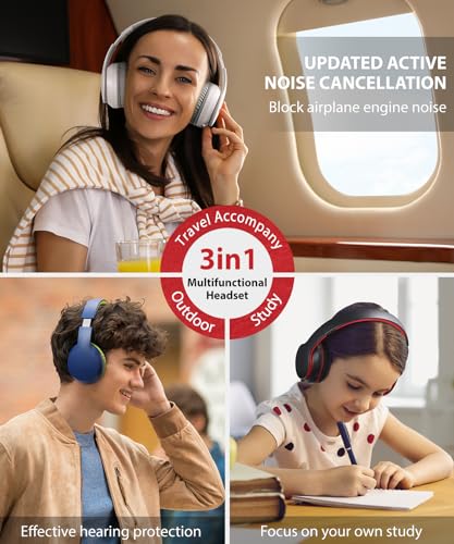 rockpapa E7 Over Ear Wireless Bluetooth Headphones with Mic, Foldable Wired/Wireless Headphones with Microphone for Kids Childrens Boys Girls Teen Youth Adult Black Red - color: Black Red, style: without Case