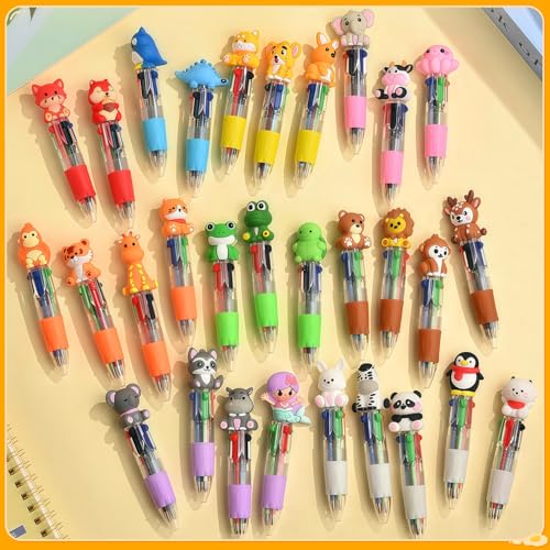 Oneshow 28 Pack Mini Animal Pens, Cute 4-in-1 Multicolor Ballpoint Pens | 3D Forest Animal Pens for Classroom Prizes, Teacher Reward Pens, Party Favors, Birthday Gifts & Back to School Supplies - style: Animal-28PCS
