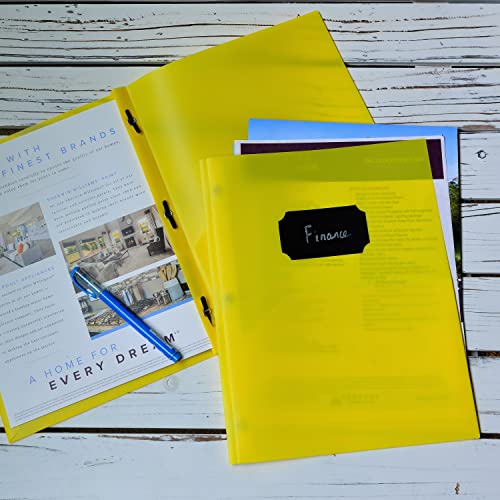 Youngever 6 Pack Heavy Duty Plastic Two Pocket Folders with 3 Prongs, Metal Prongs Fastener, Heavy Duty Plastic 2 Pocket Folder (Yellow) - color: Yellow