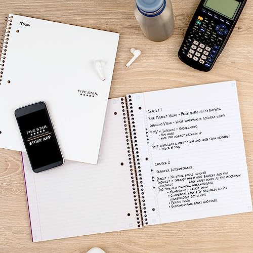 Five Star Spiral Notebook + Study App, 3 Subject, College Ruled Paper, 8-1/2" x 11", 150 Sheets, Fights Ink Bleed, Water Resistant Cover, Amethyst Purple (38746) - color: Amethyst Purple, size: 1 Count (Pack of 1)