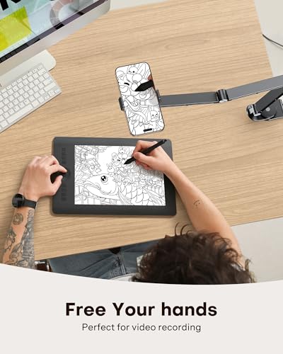 OMOTON GH03 Tablet Holder with 2 ABS Clamps, Aluminum Long Arm Mount, Black | C-Clamp Base with 360°Rotation Fits Desk, Bed, Side Cabinet, Kitchen, Adjustable Tablet Stand for 4-13" iPad Pro/iPhone - color: Black