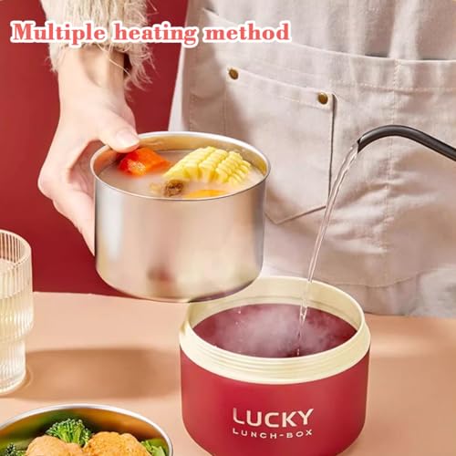 Portable Insulated Lunch Containers, Stainless Steel Bento Box Adult Lunch Box with Insulated Lunch Bag, 4 Separate Stackable Lunch Container for Adult, Red - color: 4 Tier-Red