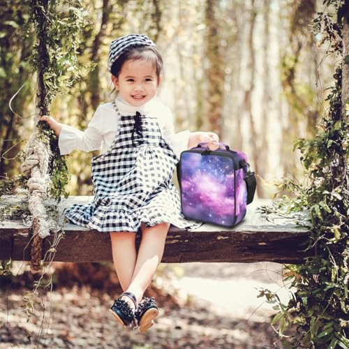 Universe Space Galaxy Nebula Lunch Bag for Girls Boys Outer Space Galaxy Insulated Lunch Box for Kids School Picnic Travel Outdoor,Students Teens Thermal Lunch Tote Bag with Adjustable Shoulder Strap - color: Universe Space