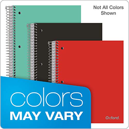 Oxford 5 Subject Notebook, Journal, 11 x 9 Inch, Assorted Covers, 200 Sheets, College Ruled, Perforated Spiral Notebook, Durable Poly Cover (10588) (Pack of 8) - size: (Pack of 8)