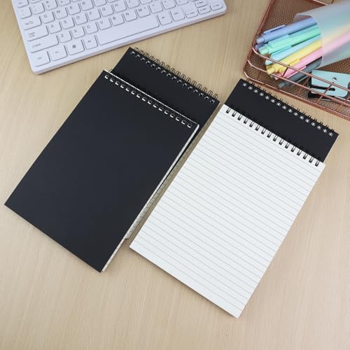 4 Pcs Top Bound Spiral Notebook,8.3 inch x 5.8 inch,60 Sheet,7mm College Ruled Paper,A5 Spiral Note Pads Memo Lined Notebook Journal for School and Office Supplies (Black) - color: Black (4pcs)