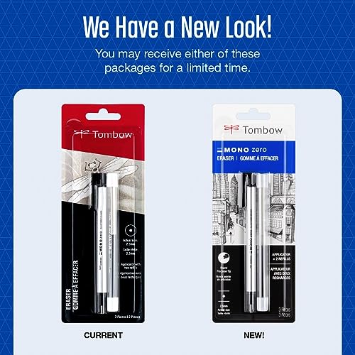 Tombow 57315 MONO Zero Eraser and Refill Value Pack, Round 2.3mm. Precision Tip Pen-Style Eraser with Refill - style: Round