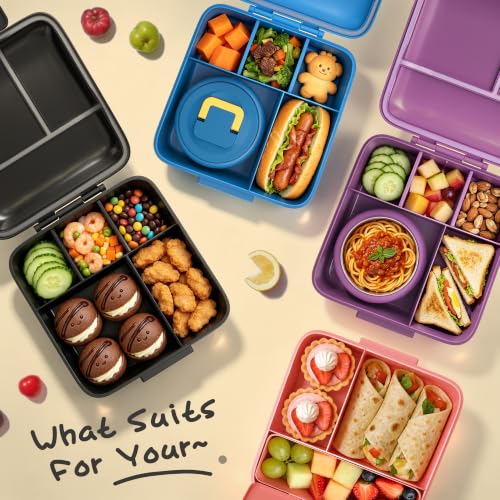 JXXM Bento Lunch Box for Kids With 8oz Soup thermo,Leak-proof Lunch Containers with 5 Compartment,thermo Food Jar and Lunch Bag, Food Containers for School (A-Black(Game Consoley)) - color: Black Game Consoley