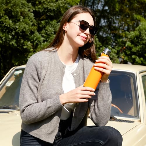 MEWAY 17oz Sport Water Bottle 8 Pack Vacuum Insulated Stainless Steel Leak-Proof Double Wall Cola Shape Water Bottle,Keep Drinks Hot & Cold (Orange,8 Pack) - color: Orange