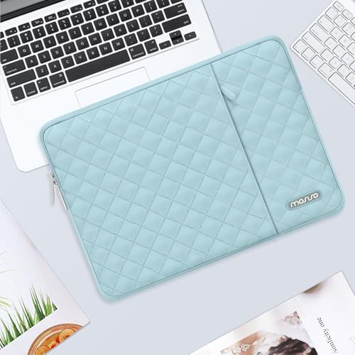 MOSISO Laptop Case 16 inch, 15-15.6 inch Laptop Sleeve Compatible with MacBook Pro 16, HP Dell Acer ASUS Lenovo Notebook, Square Quilted Vertical Computer Bag with Pocket&Small Case, Ice Blue - color: Ice Blue, size: 16 inch