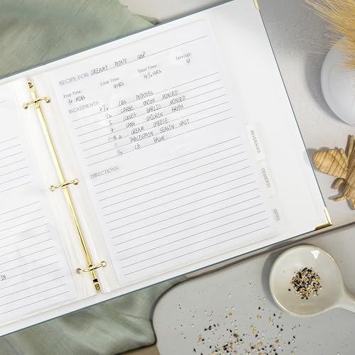 Aesthetic 8.5" x 11" Recipe Binder with Waterproof Cover - The Perfect Recipe Book with Plastic Sleeves to Write in Your Own Recipes - Quality Blank Cookbook Binder, Cards incl. - color: Dusty Blue, size: Large - 8.5x11"