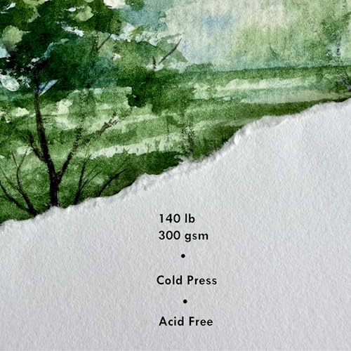 tumuarta Square Watercolor Journal, 8.25x8.25”, 140 LB, 300 GSM, Cotton Paper, Cold Press, 24 Sheets, 48 Pages, Watercolor Paper Sketchbooks for Use As Travel Mixed Media Pads On The Go (Green) - color: Green