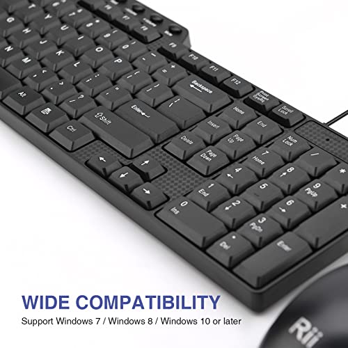 (10PACK) Wired Keyboard and Mouse,Rii RK203 Ultra Full Size Slim USB Basic Wired Keyboard Mouse Combo Set with Number Pad for Computer,Laptop,PC,Notebook,Windows - size: 10 pack