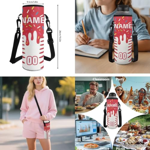 Personalized Baseball Drip School Backpack Kids Bookbag for Boys Girls,Custom Text Name Number 4 Piece Red Ice Cream Baseball Backpacks with Lunch Box, Pencil Case & Water Bottle Sleeve - color: Y-custom