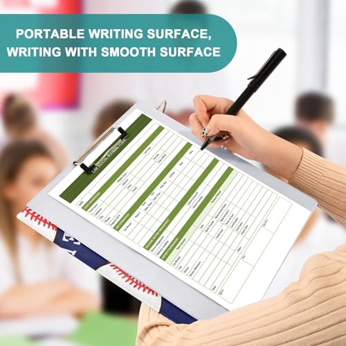 3 Ring Binder with Clipboard, D Rings Holds 200 Sheets, Heavy Duty Binders Folder for School Office, Waterproof PVC Cover with 3 Interior Clear Pockets, Baseballs