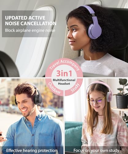 rockpapa E7 Over Ear Wireless Bluetooth Headphones with Mic Without Travel Case, Foldable Wired/Wireless Headphones with Microphone for Kids Childrens Boys Girls Teen Youth Adult Pink White - color: Pink White, style: without Case