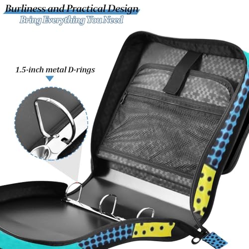 Kcldeci Zipper Binder Organizer 1.5inch 3 ring binder Bag for School and Office Expanding File Folder - color: F10
