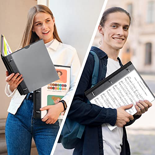 WOT I 1-Pack Telescoping 3 Ring Binder Notebook - Customizable Cover, 5 Dividers & Pocket Folder in One Slim Organizer (60 Sheets Included), Black - color: Black, size: 1 Pack