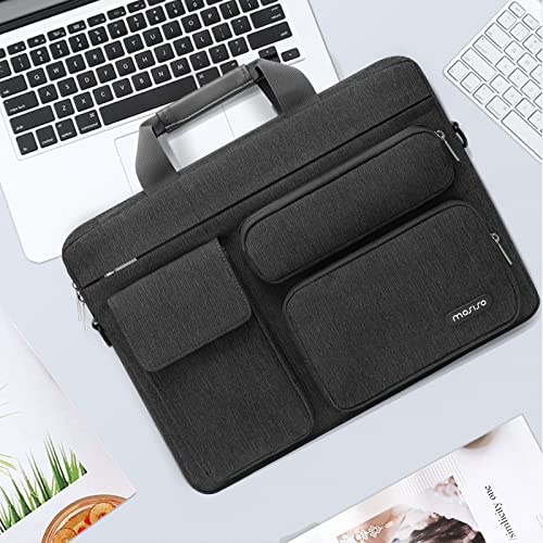 MOSISO Laptop Shoulder Bag 14 inch, 14 inch Computer Bag | Compatible with HP Lenovo Dell ASUS Acer, Dell Latitude with 2 Raised&1 Flapover&1 Horizontal Pocket&Handle&Belt, Slate Gray - color: Slate Gray, size: 14 inch